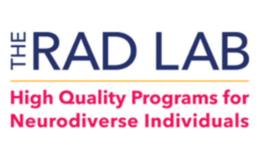 Logo that creates high quality programs that enhance the lives of neurodiverse individuals and their loved ones, The Rad Lab