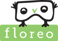 Floreo application logo - googles with eyes in green